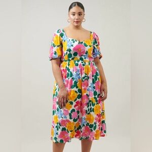 Sugarlips Coquette Kokomo Floral Farah Back Cut Out Midi Dress
